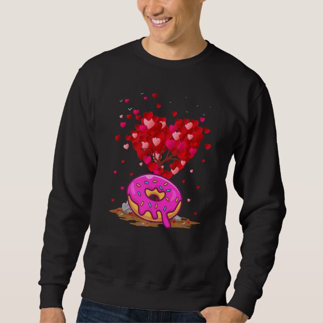 Donuts Fast Food Lover Heart Shape Donuts Valentin Sweatshirt (Front)
