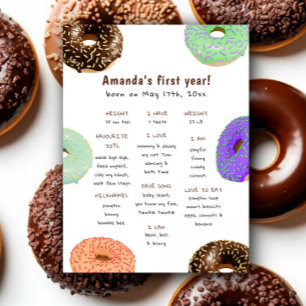 Donuts First Birthday Milestone Birthday Poster
