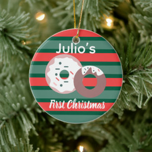 Donuts First Christmas Merry Christmas Ceramic Ornament