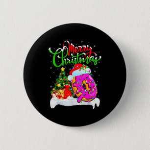 Donuts Food Lover Xmas Decorations Santa Donuts Ch Button