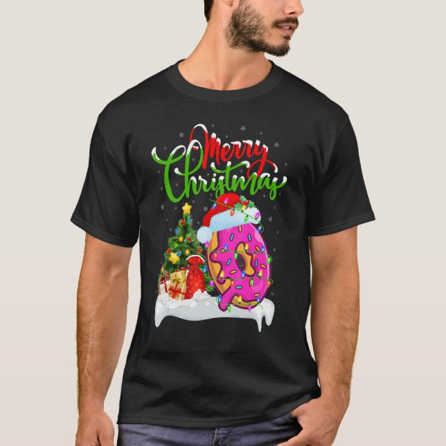 Donuts Food   Xmas Decorations Santa Donuts Christ T-Shirt (Front)