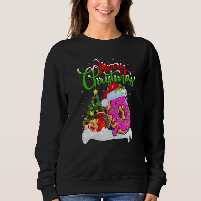 Donuts Food  Xmas Decorations Santa Donuts Christm Sweatshirt (Front)