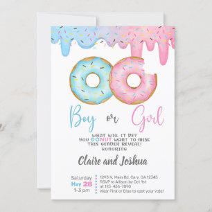 Donuts Gender Reveal invitation, he or she. Invitation