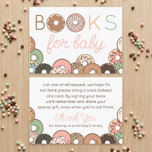 Donuts Girl Baby Shower Books for Baby Request Enclosure Card