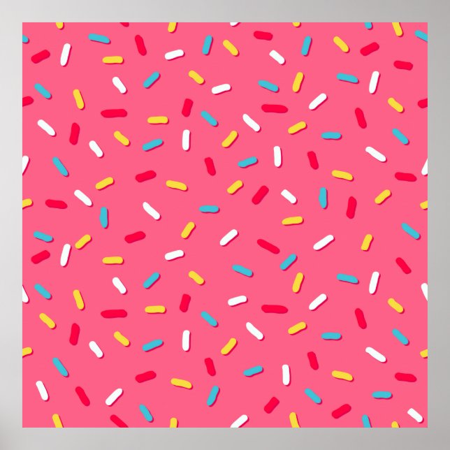 Donut's glaze seamless pattern, pink background, t poster (Front)