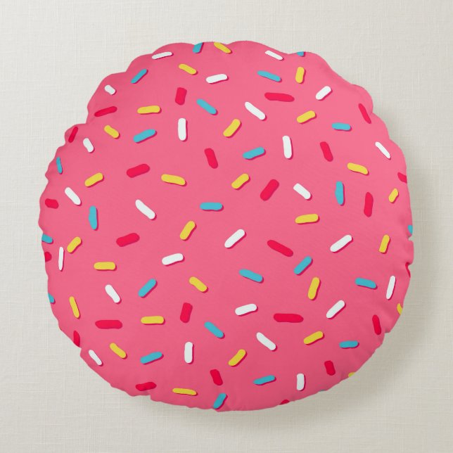 Donut's glaze seamless pattern, pink background, t round pillow (Front)