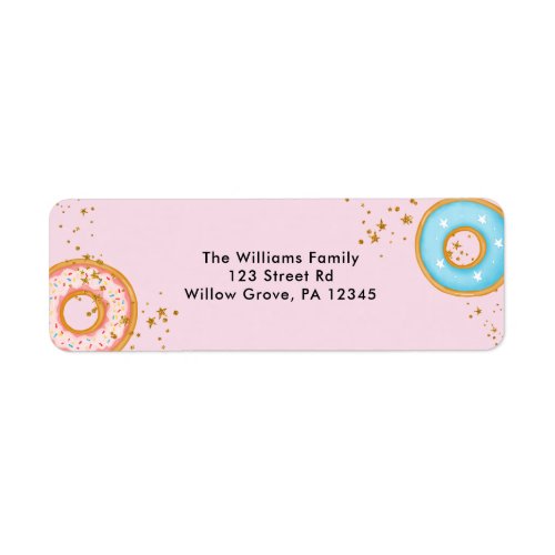 Donuts Gold Sprinkles Pink Return address Label