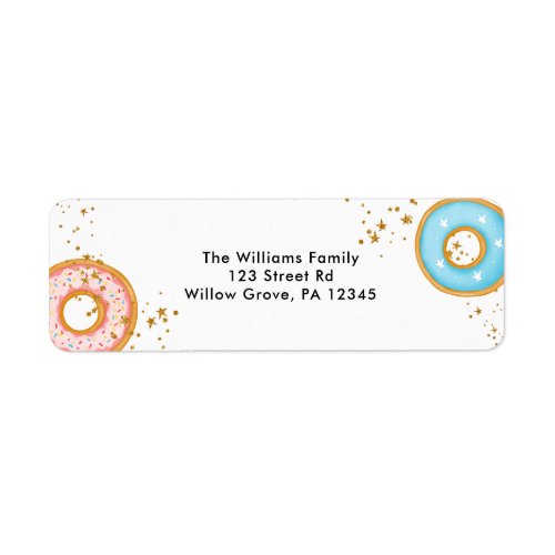 Donuts Gold Sprinkles Pink Return address Label