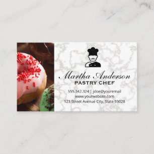 Donuts Gold White Marble Black Marble Business Card