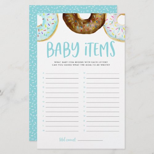 Donuts Guess The Baby Items Baby Shower Game