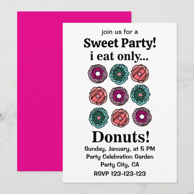 Donuts I Eat Only Donuts Invitation (Front/Back)