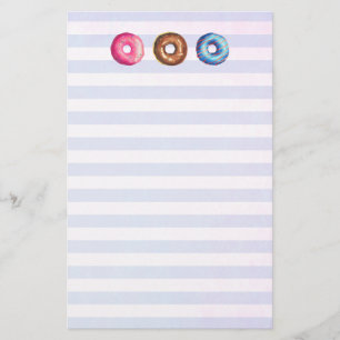 Donuts In Pink Chocolate And Blue Stationery