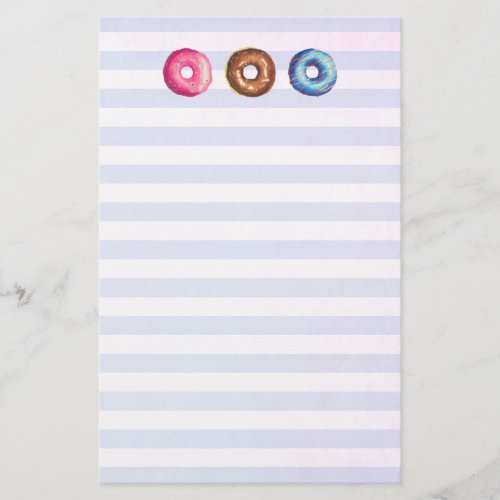 Donuts In Pink Chocolate And Blue Stationery