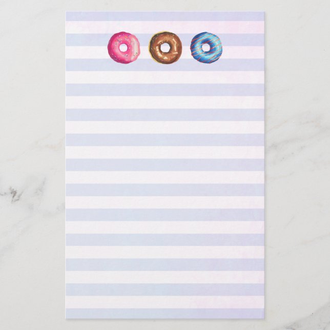 Donuts In Pink Chocolate And Blue Stationery (Front)