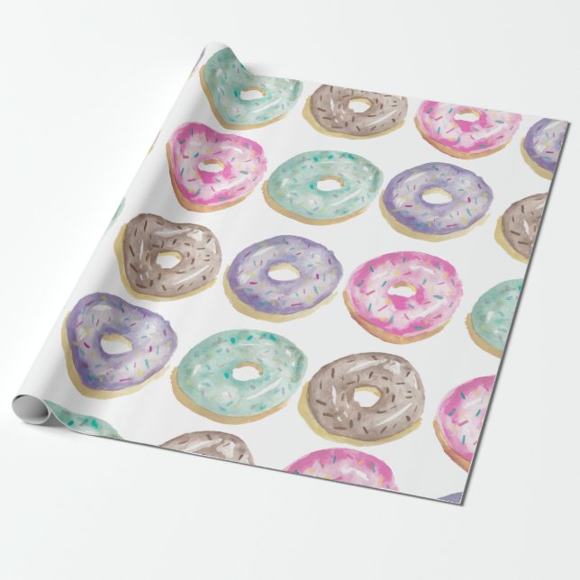 Donuts in watercolor wrapping paper (Unrolled)