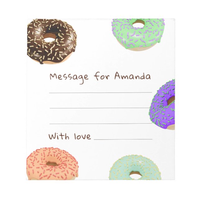 Donuts kids birthday time capsule message notepad (Front)
