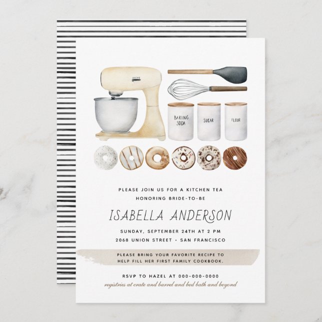 Donuts Kitchen Utensils Boho Bridal Shower Invitation (Front/Back)
