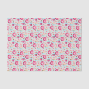 Donuts Macarons And Cupcake Pattern In Watercolor Tissue Paper