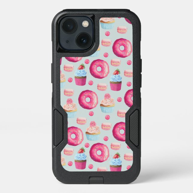 Donuts Macarons And Cupcake Sweet Treats Pattern Otterbox iPhone Case (Back)