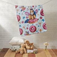 Donuts Magical Unicorns Are Cool Pattern    Baby Blanket