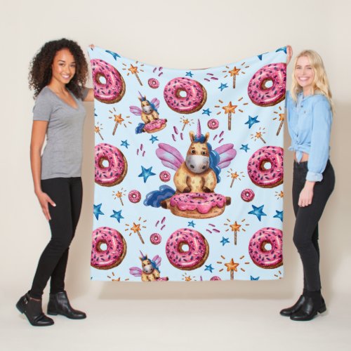 Donuts Magical Unicorns Are Cool Pattern     Fleece Blanket