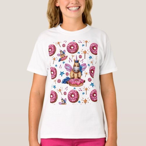 Donuts Magical Unicorns Are Cool Pattern   T_Shirt
