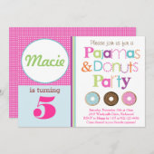 Donuts & Pajamas Party Invitation (Pink) (Front/Back)