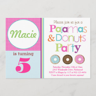 Donuts & Pajamas Party Invitation (Pink)