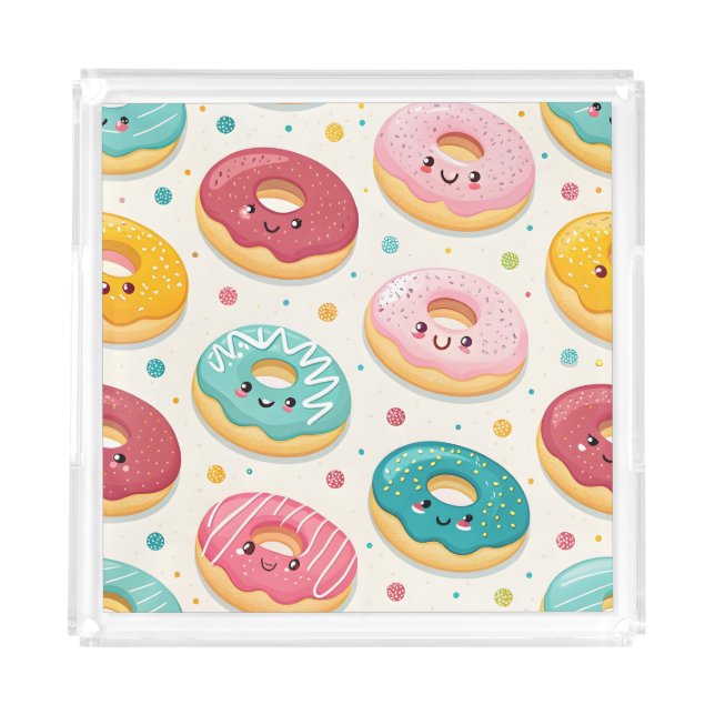 Donuts Pattern Acrylic Tray (Front)
