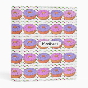 Donuts Pattern custom name mini binder
