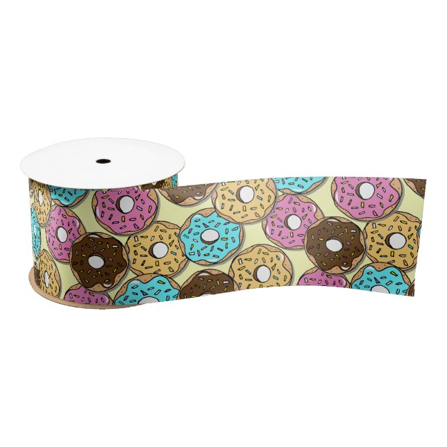 Donuts Pattern Kids Birthday Cake Satin Ribbon (Spool)
