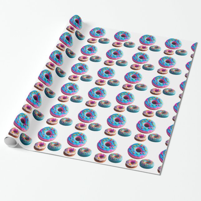 Donuts Pattern Wrapping Paper (Unrolled)