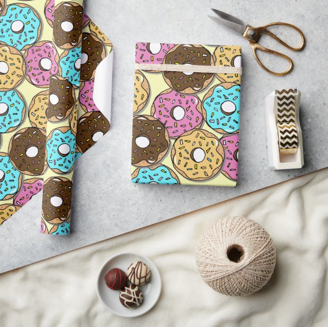 Donuts Patterned Birthday Wrapping Paper (Crafts)