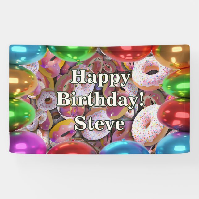 Donuts Personalized character birthday banner (Horizontal)