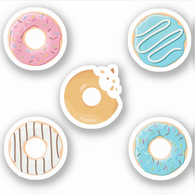 Donuts pink blue and bites chocolate 5x set sticker (Front)