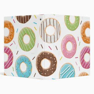 Donuts pink blue and bites chocolate pattern 3 ring binder