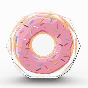 Donuts pink blue and bites chocolate pattern acrylic award
