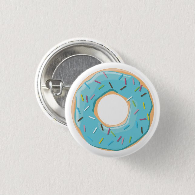 Donuts pink blue and bites chocolate pattern button (Front & Back)