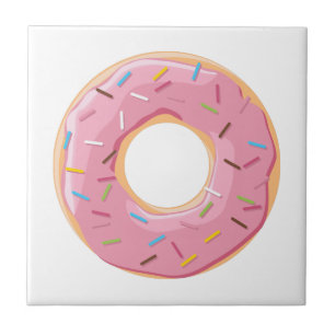 Donuts pink blue and bites chocolate pattern ceramic tile