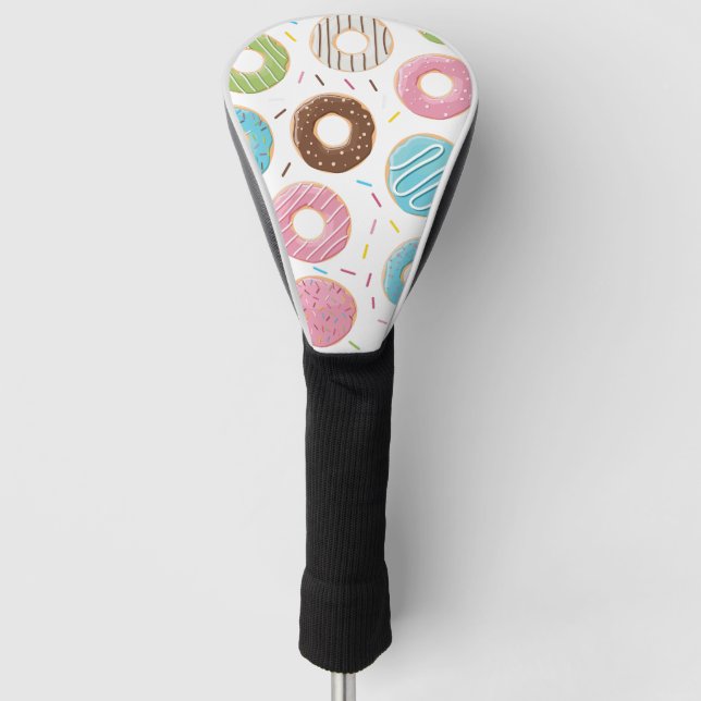 Donuts pink blue and bites chocolate pattern golf head cover (Front)