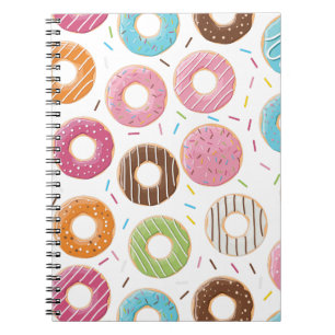 Donuts pink blue and bites chocolate pattern notebook