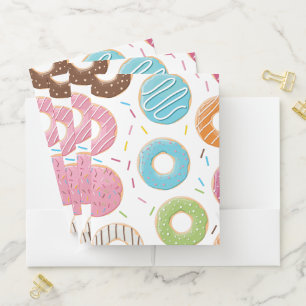 Donuts pink blue and bites chocolate pattern pocket folder