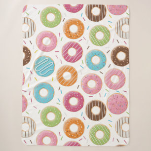 Donuts pink blue and bites chocolate pattern sherpa blanket