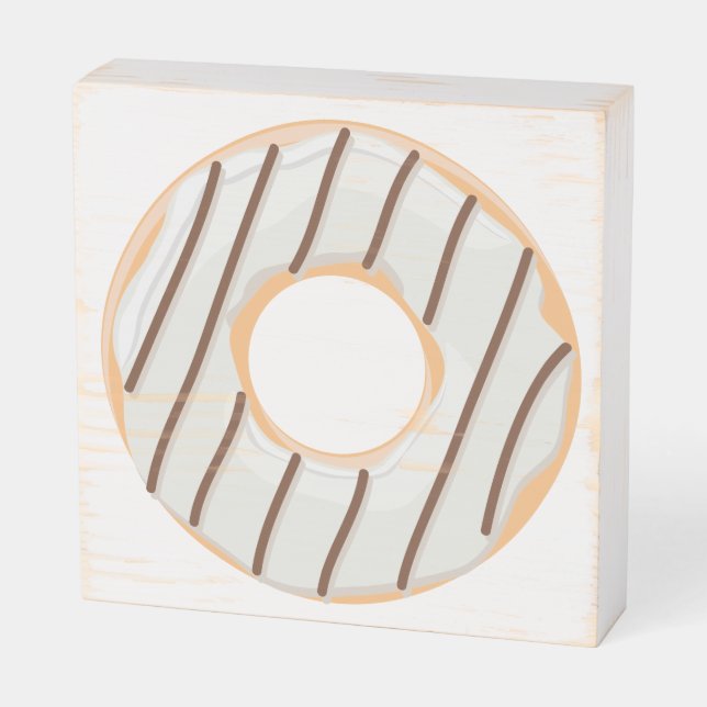 Donuts pink blue and bites chocolate pattern wooden box sign (Angled Horizontal)