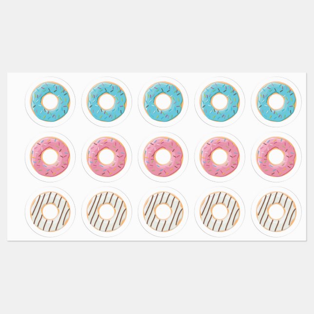 Donuts pink blue and bites cream 3x set labels (Sheet)
