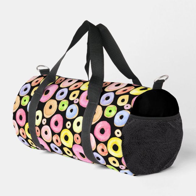 Donuts Pink Blue Purple Duffle Bag (Right Corner)