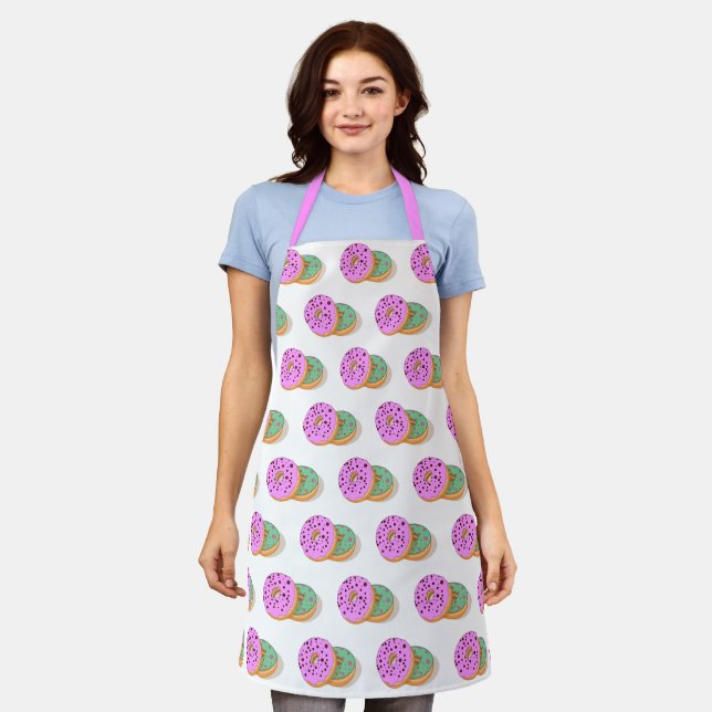 Donuts pink mint green bakery baker apron (Worn)