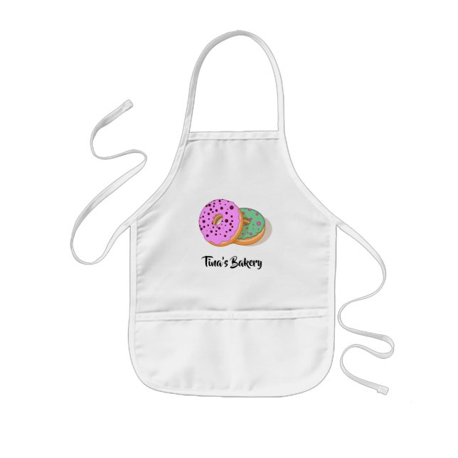 Donuts pink mint green bakery kids' apron (Front)