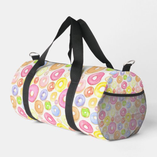 Donuts Pink Yellow and Green Duffle Bag