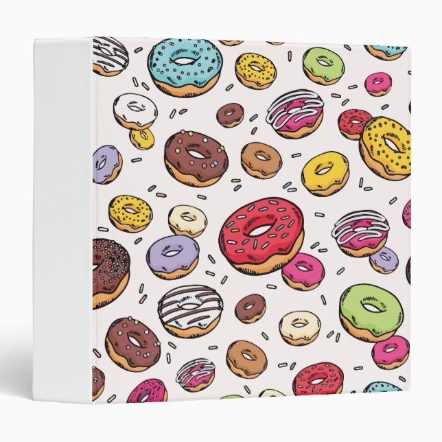 Donuts seamless pattern 3 ring binder (Front/Spine)